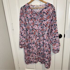 Natural Life Lilac Floral Balloon Sleeve Dress XL Cottagecore Prairie Boho Girly